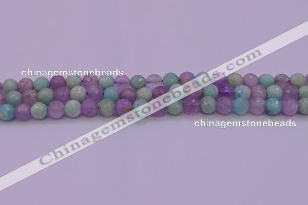 CNA682 15.5 inches 8mm faceted round lavender amethyst & amazonite beads