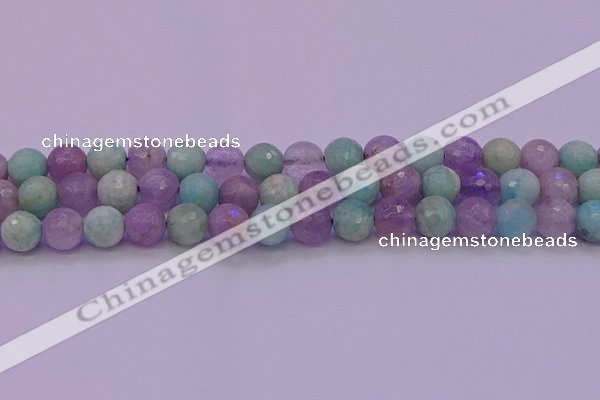 CNA684 15.5 inches 12mm faceted round lavender amethyst & amazonite beads