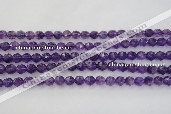 CNA69 15.5 inches 8mm faceted round natural amethyst beads