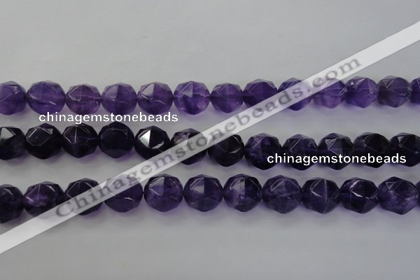 CNA71 15.5 inches 12mm faceted round natural amethyst beads