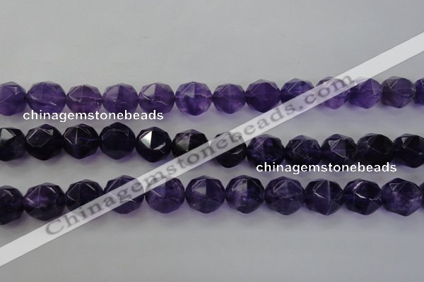 CNA72 15.5 inches 14mm faceted round natural amethyst beads