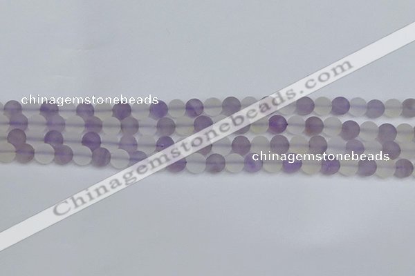 CNA736 15.5 inches 6mm round matte amethyst & white crystal beads