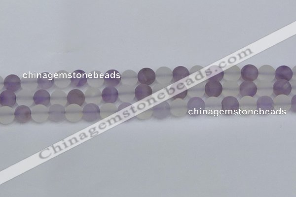 CNA737 15.5 inches 8mm round matte amethyst & white crystal beads