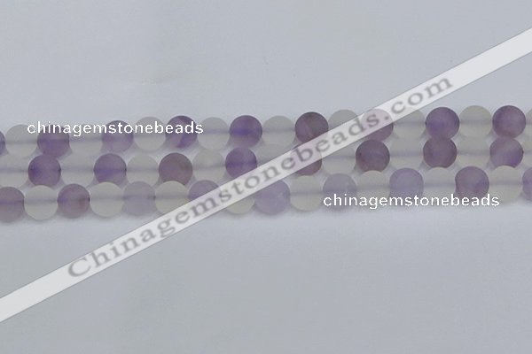 CNA738 15.5 inches 10mm round matte amethyst & white crystal beads