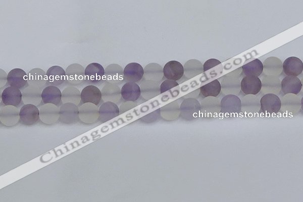 CNA739 15.5 inches 12mm round matte amethyst & white crystal beads