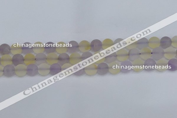 CNA744 15.5 inches 12mm round matte amethyst & citrine beads