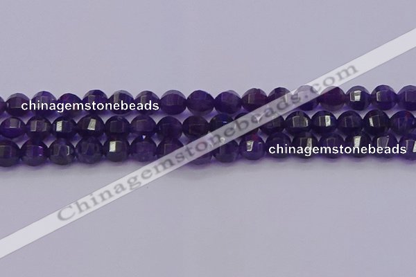 CNA752 15.5 inches 8mm faceted round natural amethyst beads