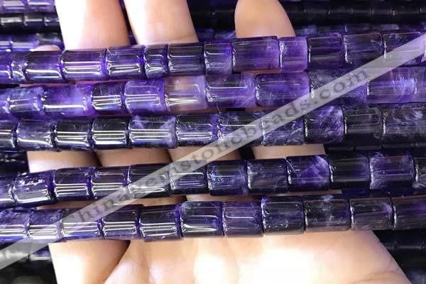 CNA778 15.5 inches 8*8mm - 8*9mm tube natural amethyst beads