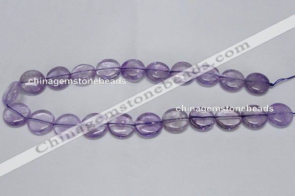 CNA820 15.5 inches 10mm flat round natural light amethyst beads