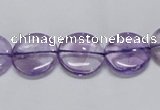 CNA821 15.5 inches 12mm flat round natural light amethyst beads