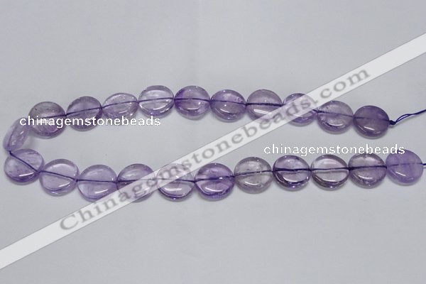 CNA821 15.5 inches 12mm flat round natural light amethyst beads