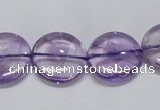 CNA823 15.5 inches 16mm flat round natural light amethyst beads