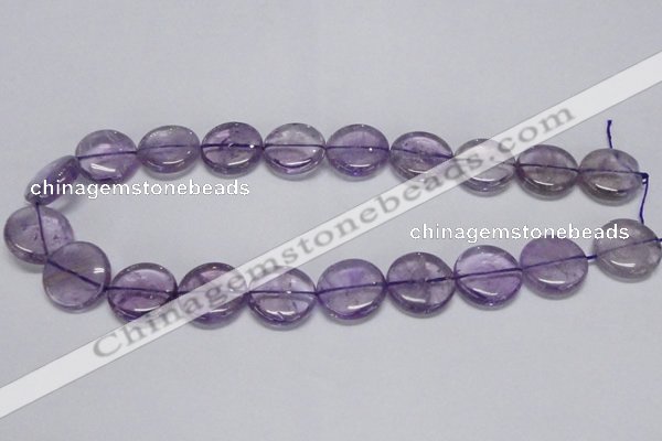 CNA825 15.5 inches 20mm flat round natural light amethyst beads