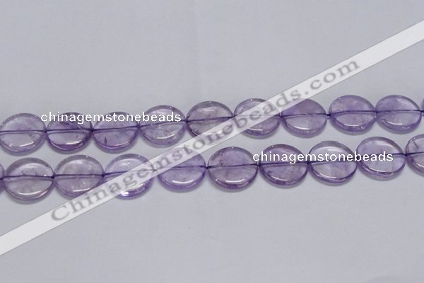 CNA826 15.5 inches 25mm flat round natural light amethyst beads