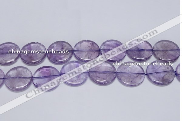 CNA828 15.5 inches 35mm flat round natural light amethyst beads