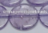 CNA829 15.5 inches 40mm flat round natural light amethyst beads