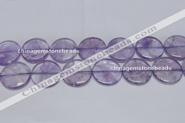 CNA829 15.5 inches 40mm flat round natural light amethyst beads