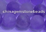 CNA915 15.5 inches 14mm round matte amethyst gemstone beads