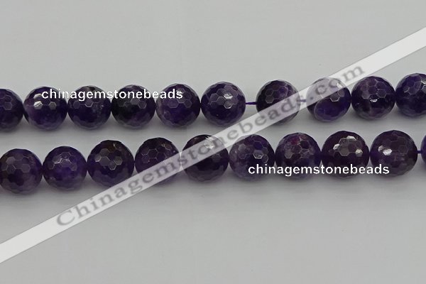 CNA919 15.5 inches 18mm faceted round natural amethyst beads