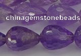 CNA922 15.5 inches 15*20mm faceted teardrop natural amethyst beads