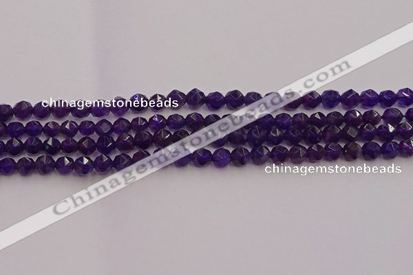 CNA936 15.5 inches 6mm faceted nuggets amethyst gemstone beads