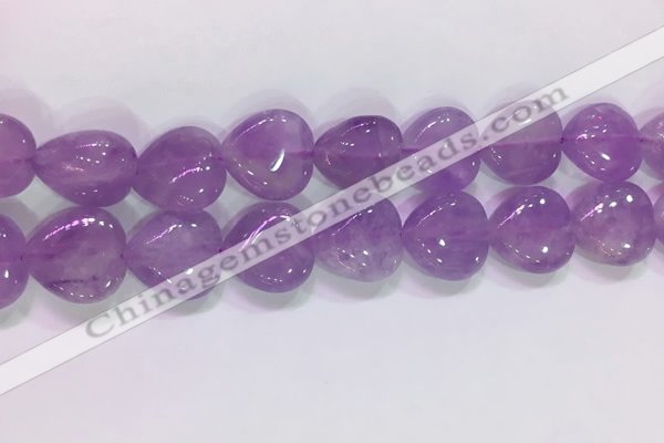 CNA985 15.5 inches 16*16mm heart natural lavender amethyst beads