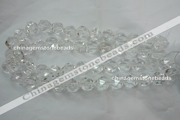 CNC104 15 inches 14mm faceted nuggets white crystal beads