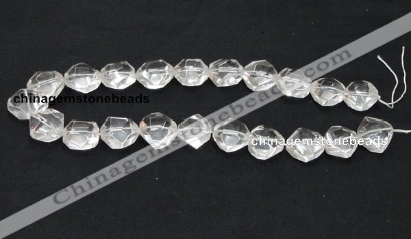 CNC18 20*22mm faceted nugget grade AB natural white crystal beads