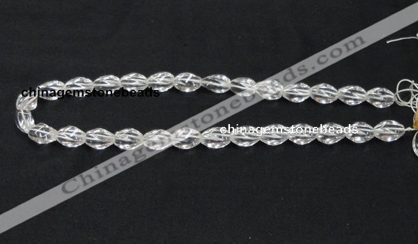 CNC19 8*12mm twisted rice grade AB natural white crystal beads