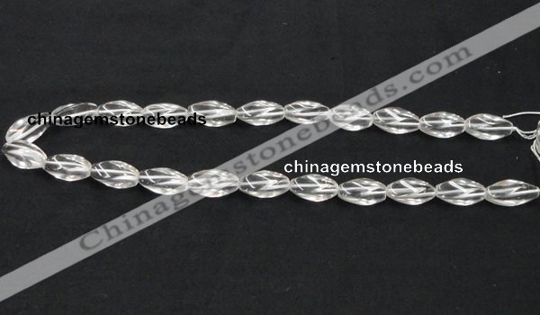 CNC20 8*18mm twisted rice grade AB natural white crystal beads