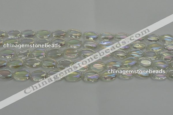 CNC216 15.5 inches 10*14mm oval AB-color white crystal beads