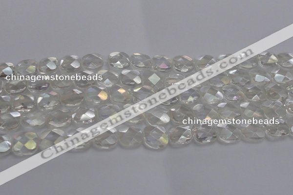 CNC220 15.5 inches 10*10mm faceted square AB-color white crystal beads