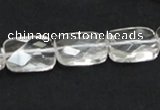 CNC25 13*18mm faceted rectangle grade AB natural white crystal beads