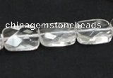 CNC25 13*18mm faceted rectangle grade AB natural white crystal beads