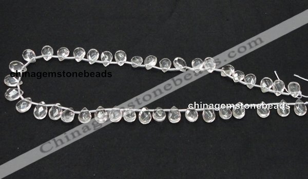 CNC30 8*12mm briolette grade AB natural white crystal beads wholesale