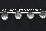 CNC31 8*12mm faceted teardrop grade AB natural white crystal beads