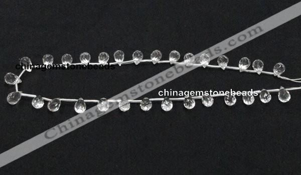 CNC31 8*12mm faceted teardrop grade AB natural white crystal beads