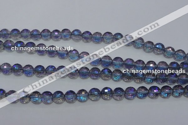 CNC312 15.5 inches 8mm faceted round AB-color white crystal beads