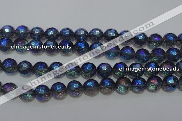 CNC315 15.5 inches 14mm faceted round AB-color white crystal beads