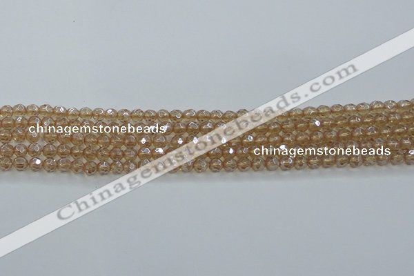 CNC516 15.5 inches 4mm faceted round dyed natural white crystal beads