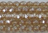 CNC517 15.5 inches 6mm faceted round dyed natural white crystal beads