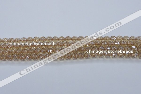 CNC518 15.5 inches 8mm faceted round dyed natural white crystal beads