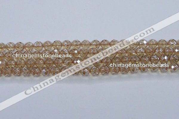 CNC520 15.5 inches 12mm faceted round dyed natural white crystal beads