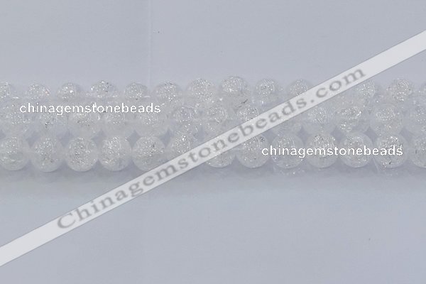 CNC554 15.5 inches 12mm round natural crackle white crystal beads