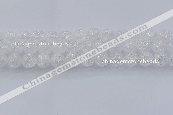 CNC555 15.5 inches 14mm round natural crackle white crystal beads