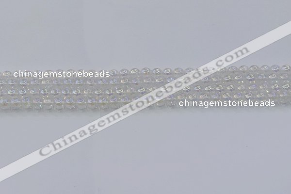 CNC560 15.5 inches 4mm round plated crackle white crystal beads