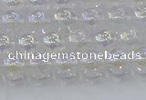 CNC561 15.5 inches 6mm round plated crackle white crystal beads