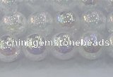 CNC563 15.5 inches 10mm round plated crackle white crystal beads