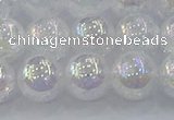 CNC564 15.5 inches 12mm round plated crackle white crystal beads