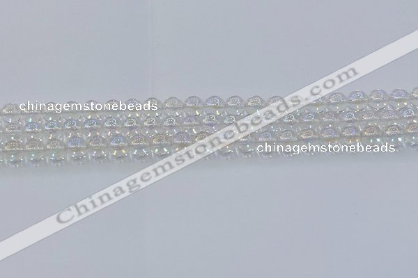 CNC570 15.5 inches 6mm round plated natural white crystal beads